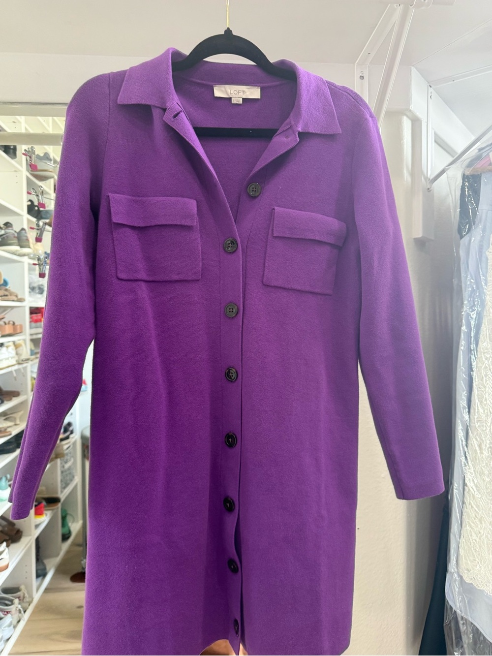 LOFT Bright Purple Knit Cardigan